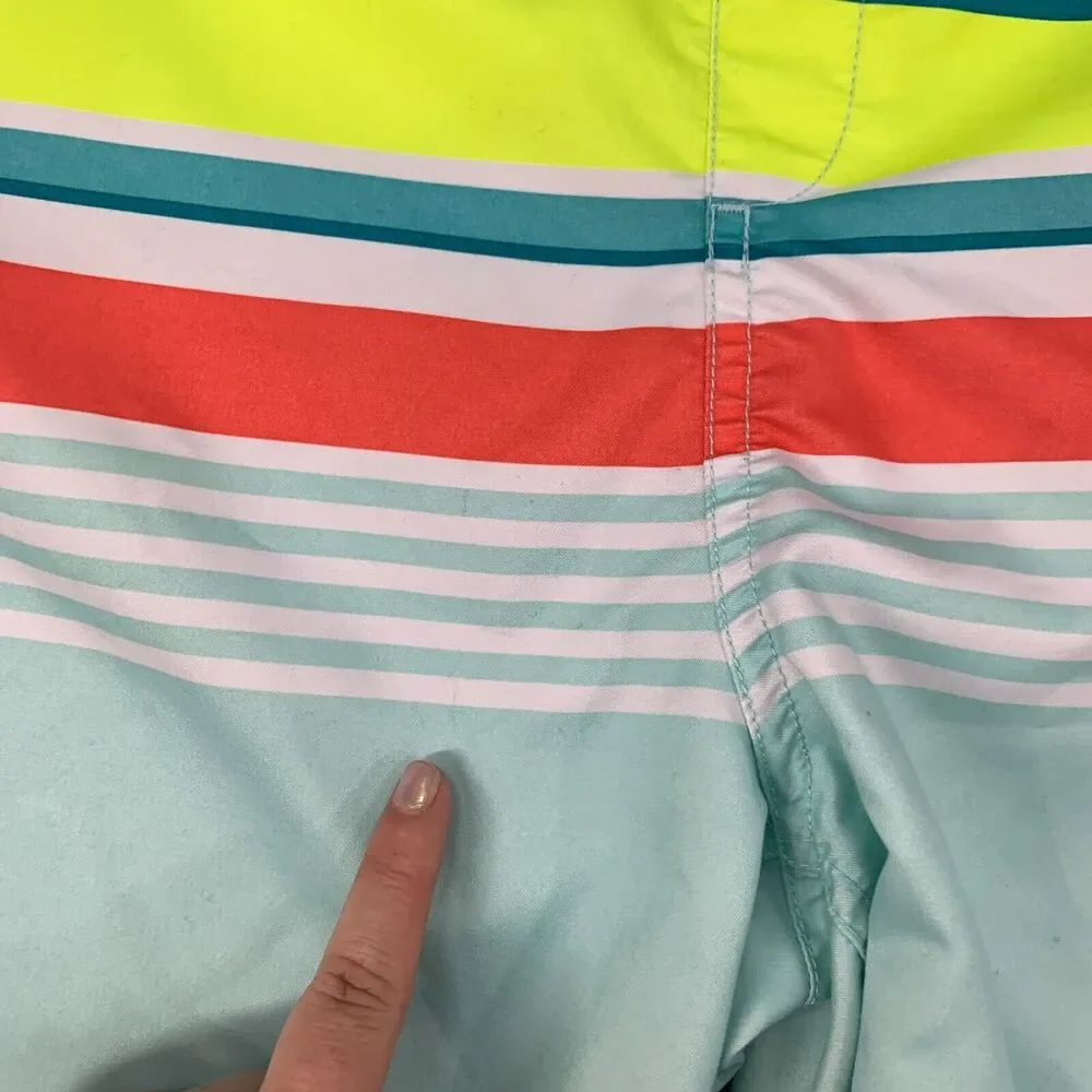 Lands End Swim Trunk Mens XL Extra Large Striped Drawstring Brief Lined *READ